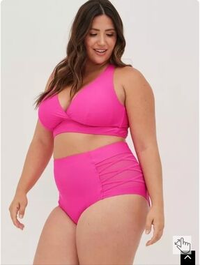 NWOT Pink Crisscross Mesh Bikini Set – XXL – NWOT